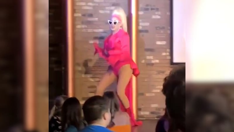 A drag queen performs during a High School Musical themed drag brunch in Phoenix.