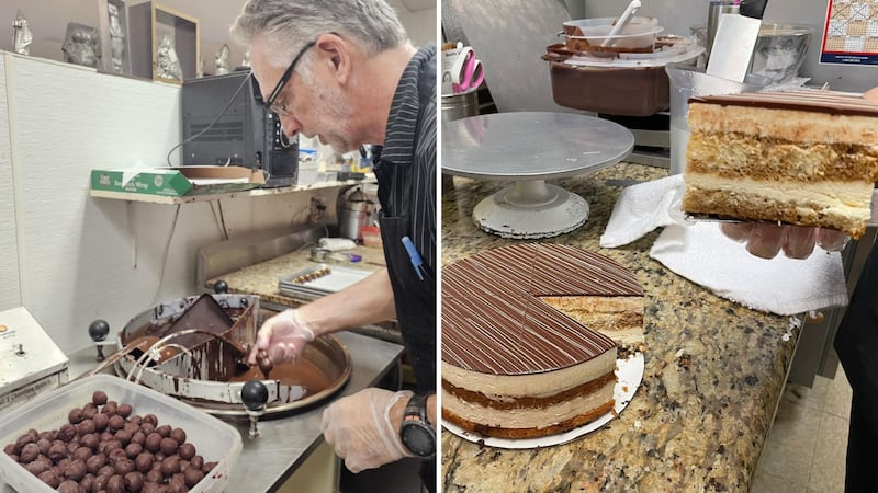 Owner Louis Mirabella hand-dips chocolate at his shop, Chocofin Chocolatier, in Fountain...