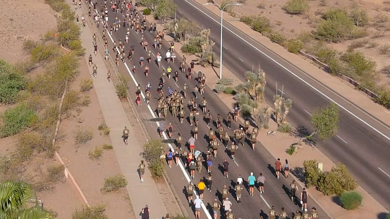 Arizona's Family drone operator captured hundreds of people trekking through Papago Park for...