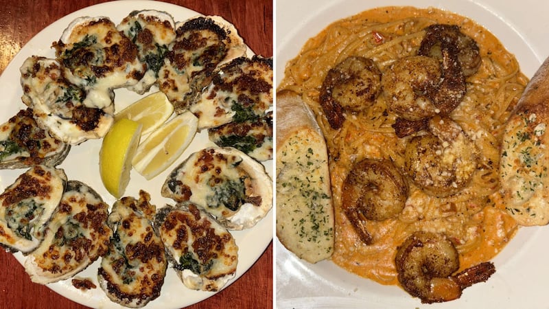 One of the most popular oyster dishes is the Oysters Rockefeller (left), and the creamy Cajun...