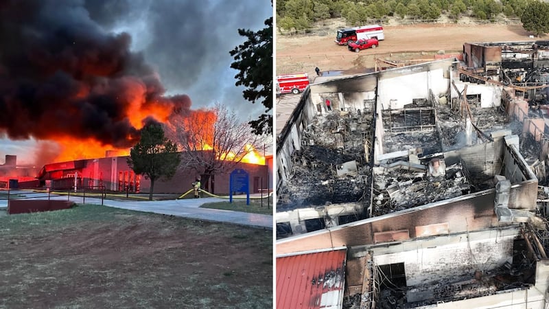 A fire ripped through the student union building at Diné College on the Navajo Nation in...