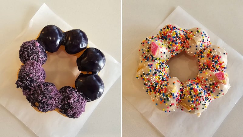 The ube donut (pictured left) is served daily. The Animal Circus donut (pictured right) was a...